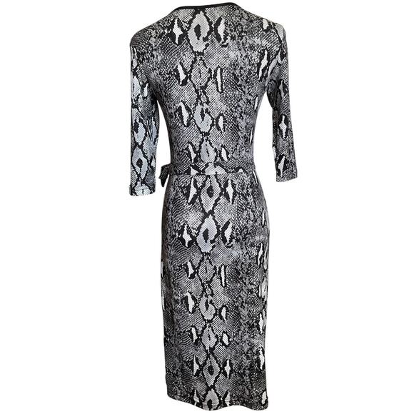 NWT Worth It Womens One Size Gray Black Dress Snake Print Zip Front Bodycon - Picture 3 of 13